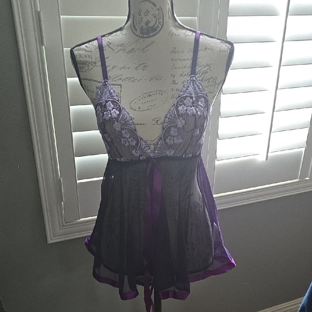Elegant Purple Lace Babydoll